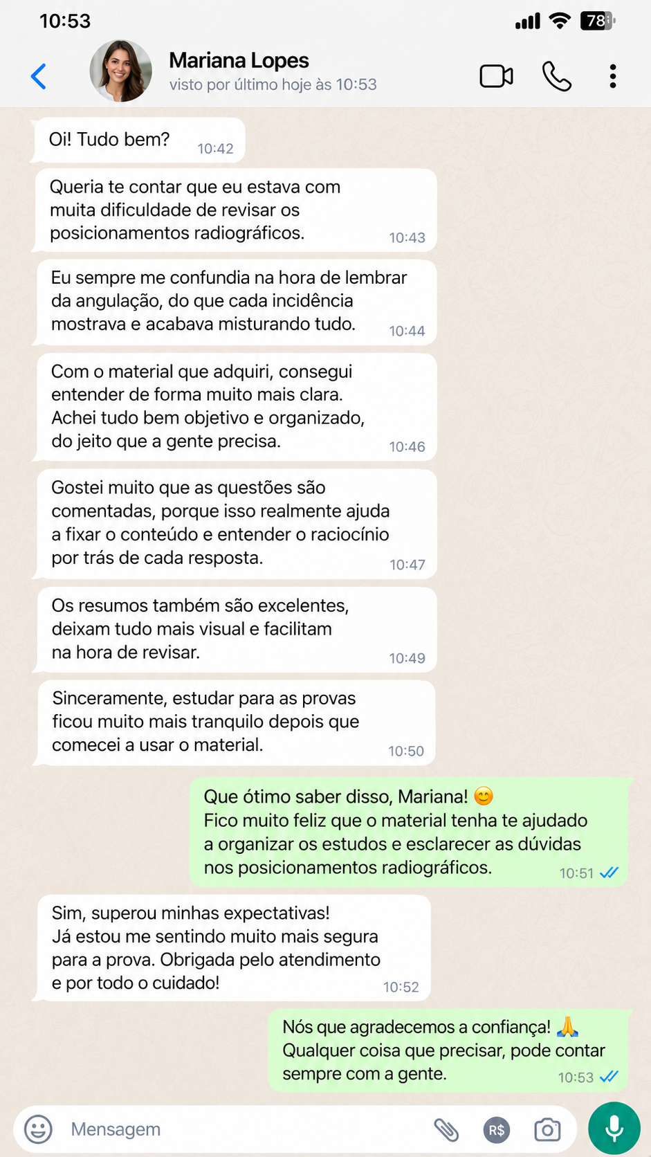 Depoimento de Mariana Souza no WhatsApp